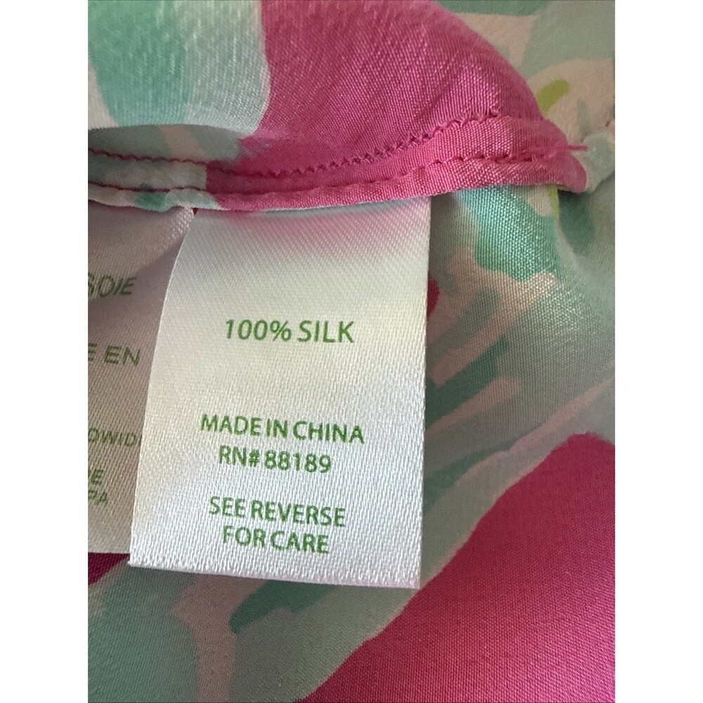 Lilly Pulitzer Iona Silk Shell Top Capri Pink Size Medium Gold Back Buttons - Picture 6 of 7